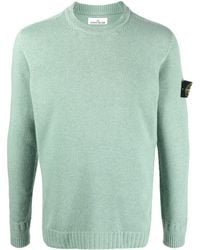 Stone Island - Logo Patch Crew Neck Knitted Sweater - Lyst