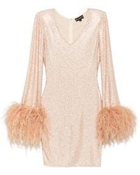 Miron - V-Neck Embellished Mini Dress - Lyst
