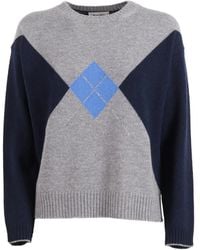Kangra - Intarsia Diamond Crew-Neck Sweater - Lyst