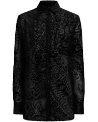 Etro - Burnout Velvet Shirt With Floral Paisley Motif - Lyst