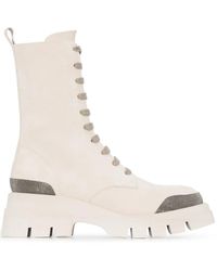 Brunello Cucinelli - Chunky Lace-Up Combat Boots - Lyst