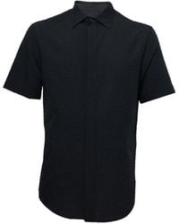 Emporio Armani - Short-Sleeved Charcoal-Colored Technical Seersucker Icon Shirt - Lyst