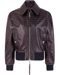 Rabanne - Crocodile Effect Leather Bomber Jacket - Lyst