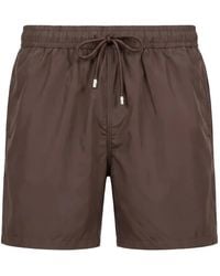 Fedeli - Drawstring-Waist Logo-Patch Swim Shorts - Lyst