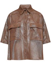 Brunello Cucinelli - Chemise En Cuir À Effet Métallisé - Lyst