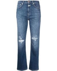 Closed - Distressed Straight-Leg Tapered Jeans - Lyst