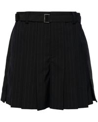 Sacai - Belt-waist Pleated Pinstripe Shorts - Lyst