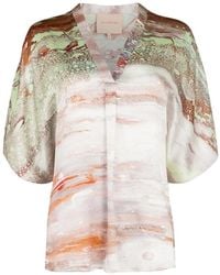 ROKSANDA - Varo Abstract-Print V-Neck Blouse - Lyst