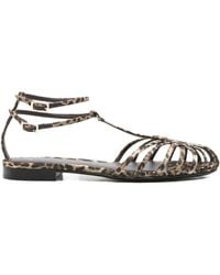 ALEVI - Leopard-Print Caged-Effect Sandals - Lyst