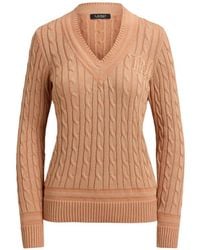 Ralph Lauren - Cable-Knit Monogram-Embroidered Jumper - Lyst