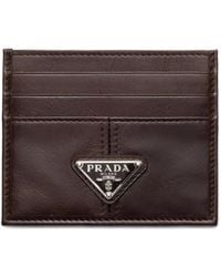Prada - Leather Triangle Card Holder - Lyst