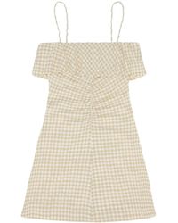 Ganni - Gingham Check-Print Ruffled Minidress - Lyst