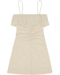 Ganni - Gingham Check-Print Ruffled Minidress - Lyst
