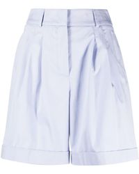 Peserico - Pleated Tailored Cotton Shorts - Lyst
