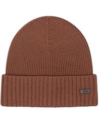 BOSS - Rib-Knit Virgin-Wool Beanie With Logo Plaque - Lyst