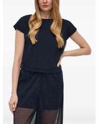 ARMANI EXCHANGE - Pleated Short-sleeved Blouse - Lyst