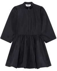 MSGM - High-Neck Gathered-Skirt Mini Dress - Lyst