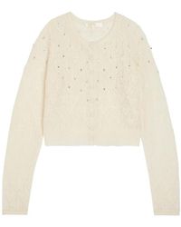 LoveShackFancy - Embellished Pointelle-Knit Cardigan - Lyst