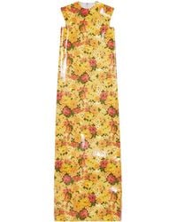 Balenciaga - Floral-print Faux-vinyl Maxi Dresss - Lyst
