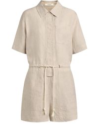 12 STOREEZ - Drawstring Linen Playsuit - Lyst