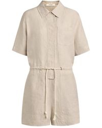 12 STOREEZ - Drawstring Linen Playsuit - Lyst
