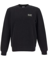 EA7 - Logo-Patch Ribbed Sweatshirt - Lyst