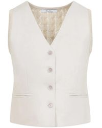 Max Mara - "Calibri" Linen Knit Crop Gilet - Lyst