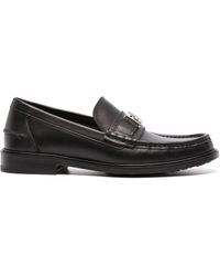 Fendi - Ff Squared-plaque Leather Loafers - Lyst