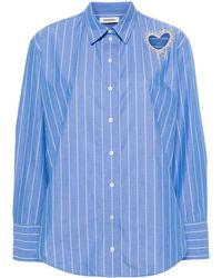 Sandro - Heart Cut-out Striped Shirt - Lyst