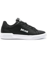 Just Cavalli - Logo-Print Leather Sneakers - Lyst