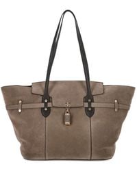 Borbonese - Large Premiere Suede Padlock-Detail Shoulder Bag - Lyst