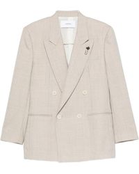 Lardini - Houndstooth-Pattern Double-Breasted Blazer - Lyst