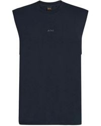BOSS - Logo-Embroidered Sleeveless Cotton T-Shirt - Lyst