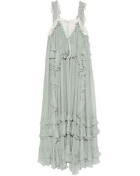 Chloé - Robe Longue À Volants Et Empiècements En Dentelle - Lyst