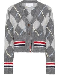 Thom Browne - Argyle Intarsia Merino Wool Shrunken Cardigan - Lyst