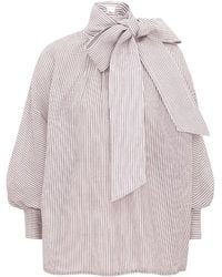 Zimmermann - Striped balloon-sleeve blouse - Lyst