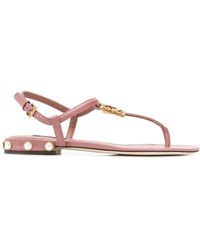 Dolce & Gabbana Sandalias con en el dedo y logo - Rosa
