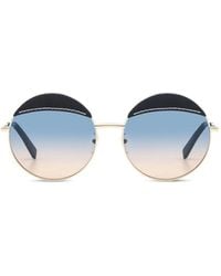 Loewe - Topstitch-Detail Round-Frame Sunglasses - Lyst
