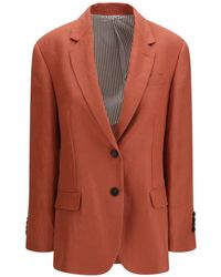 Brunello Cucinelli - Button Linen Jacket - Lyst