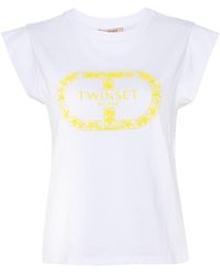 Twin Set - T-Shirt mit Logo-Stickerei - Lyst