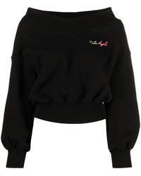 Palm Angels - Logo-print Off-shoulder Sweatshirt - Lyst
