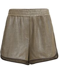 Brunello Cucinelli - Sparkling Net Leather Shorts - Lyst