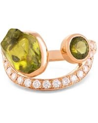 CLARA CHEHAB - Irene Half Moon Tourmaline, Diamond And Peridot Ring - Lyst