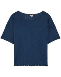 Eberjey - Pointelle-Knit Lettuce-Trim T-Shirt - Lyst