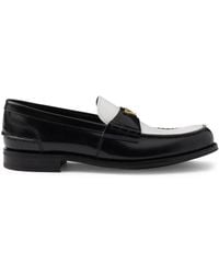 Prada - Two-Tone Brushed Leather Loafers - Lyst