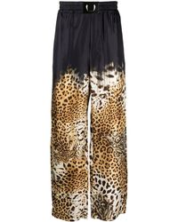 Roberto Cavalli - Leopard-print Straight-leg Trousers - Lyst