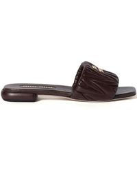 Miu Miu - Gg Leren Slippers - Lyst