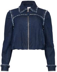 Cinq À Sept - Bicolor Fringe Indria Denim Jacket - Lyst