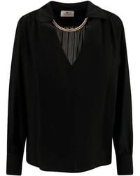 Elisabetta Franchi - Pleated-Neck Shirt - Lyst