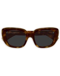 Saint Laurent - Rectangle-Frame Tortoiseshell Sunglasses - Lyst